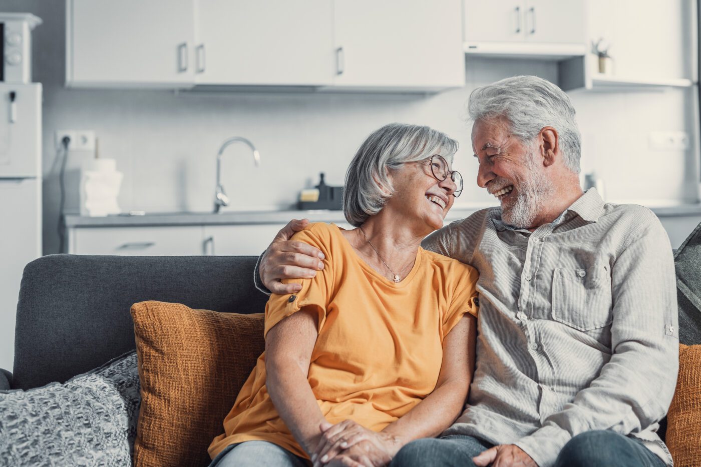 Happy elderly couple smiling